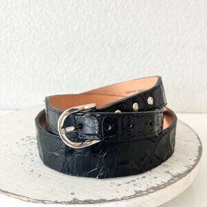 Rod Patrick Boots Mens Western Belt Genuine Black Caiman Leather Size 42
